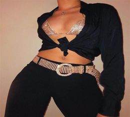 Fashion Sexy Sequins Women Belts Fashion Crystal 9 Rows of Diamond Widened Belt Women Streetwear Metal Belts Gold Silver Style5951613