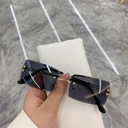 Sunglasses Frameless Cut Edge Square Gradual Colour Europe And The United States Fashion Trend Net Red Street S Casual Sun