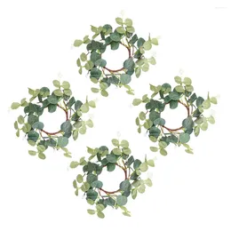 Decorative Flowers 4 Pcs Eucalyptus Wreath Ring Country Wedding Decorations Summer Table Door Wall
