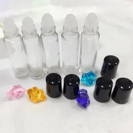 Storage Bottles 200pcs/lot 10ml Clear Glass Roll On Essential Oils Perfume Bottle With Stainless Steel Roller Ball