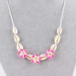 Pendant Necklaces Bohemian Plumeria Flower Shell Hand-Woven Simple Necklace Egg Collar Choker Beach Boho Summer Jewelry