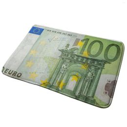 Carpets 100 Euro Note For Good Luck Entrance Door Mat Bath Rug Money Currency Green Wealth Europe Rich Spend Reminder