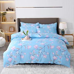 Bedding Sets Magnolia Floral Duvet Cover Set Botanical Flower Branches Reversible Bed Cover&Pillowcase Twin/King Blue Quilt