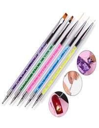 5pcs DOUBle heAD Nail Art Brush Liner UV Polish Gel DesIgN Painting Pens WITh Dotting Pencil Manicure Tool NAB0165810011