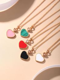 Chains Luxury Fashion High Quality S925 Sliver Platinum PT950 18K Natural Agate Stone Turquoise Love Heart Necklace For Women Gift