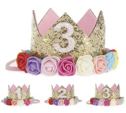 Dog Apparel 1 Pc Pet Cat Hat Birthday Party 1st 2nd 3rd Year Floral Princess Crown Puppy Kitten Decor Cap With Headband5807532