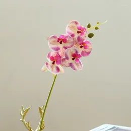 Decorative Flowers Artificial Butterfly Orchid Branch Fake Phalaenopsis Stem Plants For Wedding Home Decoration 52cm