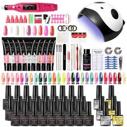 Nail Art Kits Nail set gel nail polish set and nail drill set with UV LED light manipulation set nail art set architectural nail gel T240510