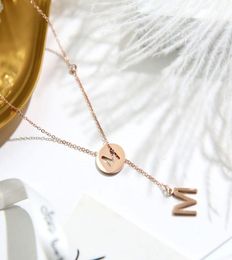 Pendant Necklaces YUN RUO 2021 Arrival Rose Gold Colour Fashion Adjusted Letters Necklace Titanium Steel Woman Jewellery Gift Not Fad4091881