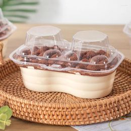 Disposable Cups Straws 10pcs High Quality Pet Plastic Tiramisu Cup Packaging Cake Dessert Box Transparent Ice Cream Pudding With Lids