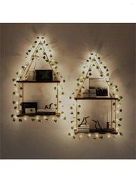 Decorative Plates 1pc 2-tier Artificial Ivy LED-Strip Wall Hanging Shelves Macrame Room Floating Shelf Decor Plant Flower Pot Tray