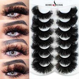 False Eyelashes 7 pairs of fluffy false eyelashes naturally soft and thick 9D artificial mink fur enhancing eye makeup Q240510