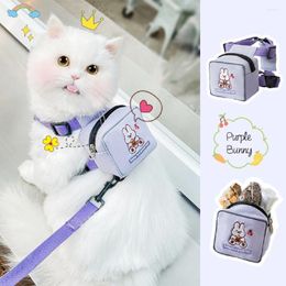 Dog Apparel Small Dogs And Cats Vest Type Mini Self Carrier Backpack Cute Cartoon Pattern Outdoor Adjustable Harness With 1.5m Traction Rope