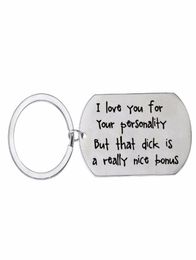 Keychains 12PC/Lot I Love You Keychain Dog Stainless Steel Keyring For Couple Girlfriend Boyfriend Wife Husband Key Chain Funny Gifts9129719