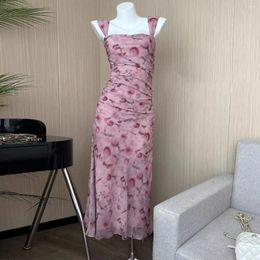 Casual Dresses Korean Fashion Pink Elegant Long Dress Women Harajuku Fairycore Maxi Summer Clothes Outfits