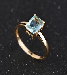 Whole Retail Gold Colour Blue Crystal CZ Fashion Jewellery Wedding Ring J0966944341