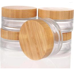Storage Bottles 5pcs Cream Jar Empty 3.33 OZ/100g Glass Jars With Bamboo Lids Refillable Cosmetic Travel Containers For Lip Lotion