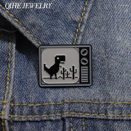 Brooches Retro TV Pixel Dinosaur Brooch Enamel Pins Funny Cartoon Badge Decorative Backpack Jacket Lapel Pin Jewellery Gift For Friends