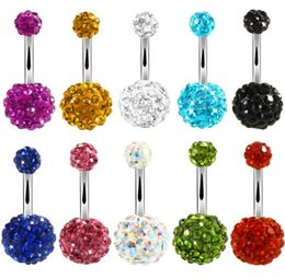 Trendy Navel Piercing Jewellery Sexy Crystal Disco 316l Stainless Steel Belly Button Rings Body Jewellery Piercing Ombligo4379030