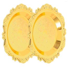 Dinnerware Sets 2 Pcs Golden Plate Round Cake Pans Iron Dried Fruits Storage Display Stand Decorative Candy Tray Dessert Serving