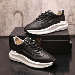 Casual Shoes Luxury Designer Men's White Black Platform Flats Breathable Trending Sneakers For Streets Web Celebrity