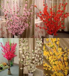 65CM long Artificial Cherry Spring Plum Peach Blossom Branch Silk Flower Tree For Wedding Party Decorations supplies2534585