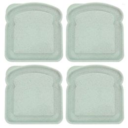 Plates 4pcs Lunchbox Portable Lunch Box Toast Leakage-proof Bread Boxes