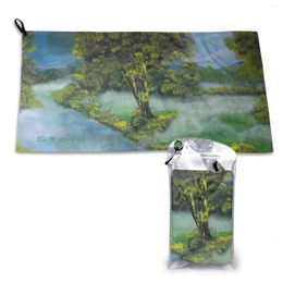Towel The Morning Dew Quick Dry Gym Sports Bath Portable Landscape Green Blue Tree Nature Fog Soft Sweat-Absorbent Fast