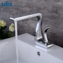 Bathroom Sink Faucets Single Hole Deck Mounted Basin Faucet Lavatory Chrome Plated Brass Material Handle Washbasin Mixer Tap AT5606
