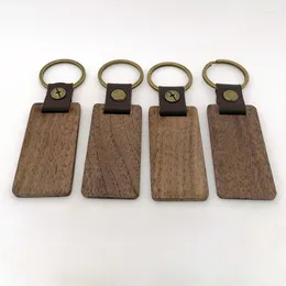 Party Favour 10 Pcs /lot Multicolor Blanks Wooden Keychain Keyring With Leather Strap Walnut Wood Beech Rosewood Ash