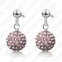 Stud Earrings Multi Colors 925 Sterling Silver Austrian Pave Disco Ball Earring Back Soppers Woman Jewelry Accessory