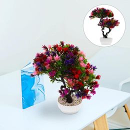 Decorative Flowers Welcome Pine Flower Potted Plastic Simulated Bonsai Green Home Decor Leaves Small Simulation Guest-greeting Red
