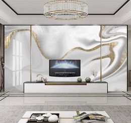 Custom Mural Wallpaper Modern 3D Golden Line Jazz White Marble Wallpaper Living Room TV Sofa Abstract Art Wall Papers Home Decor4342660