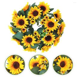 Decorative Flowers Wreath Realistic Sunflower Pendant Hanging Decor Fake Themed Door Artificial Scene Spring