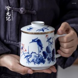 Teaware Sets |Hand Painted Philtre Tea Cup Office Jingdezhen White Porcelain Separator Set Ceramic Water Mug