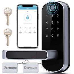 Door Password Numeric Keypad: Demum Fingerprint Keyless Entry with Password, Smart Lock Front Door, Electronic Digital Lock, Electric Han, Biometric Door