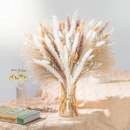 Decorative Flowers Natural Dried Pampas Grass Tail Bouquet 93pcs Boho Home Decor Phragmites For Wedding Floral