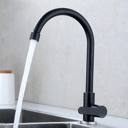 Kitchen Faucets 304 Stainless Steel Sink Faucet Black Cozinha Single Cold 360 Degree Swivle Spout Handle With 1 Hose Tap