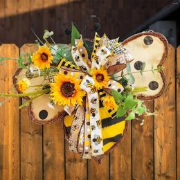 Decorative Flowers Sunflower Wreath Bee Summer Decorated Farmhouse And Garlands For Front Door Modern