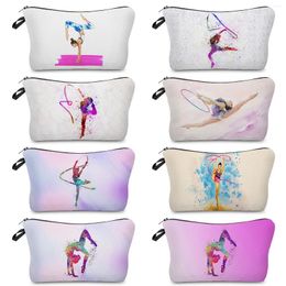 Storage Bags Ballet Dancer Girls Lipstick Cosmetic Holder Beauty Organizer Box For Travel Rhythmic Gymnastics Bag Women Makeup