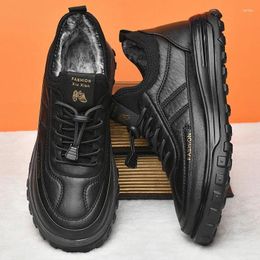 Casual Shoes Winter Men's Cotton Plush Warm Men 2024 Fashion Thicken Water Proof On-slip Leather Male Sneakers