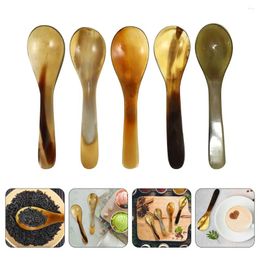 Spoons 5 Pcs Natural Horn Coffee Scoop Ice Cream (set 5) Dessert Stirring Tea Mini Small Horns