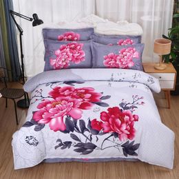 Bedding Sets Chinese Style Pure Cotton Plant Flower Printing And Dyeing Four-piece Set Of Sanding Wedding Gift Quilting Process