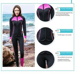 Women's Swimwear Women Two-piece Diving Set Long Pants Keep Warm Swimming Jacket Snorkeling 3mm Wetsuit Professional Clothes