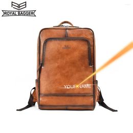 Backpack Royal Bagger 15.6" Laptop Backpacks For Men Genuine Cow Leather Retro Travel 1377