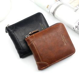 Wallets Men's Wallet Retro Leather Short Zipper Multifunctional With Large Capacity High Quality Anti-theft Brush