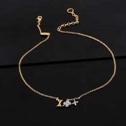 M Designer Gram Necklaces High Quality Gold Plated Stainless Steel Letter Four Leaf Clover Pendant Necklace Gift Jewelry