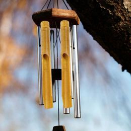 Decorative Figurines Bamboo Wind Chime Tubes Japanese Pipes Diy Wood Windchime Parts Replacement Home Outdoor Garden Hanging Decorations