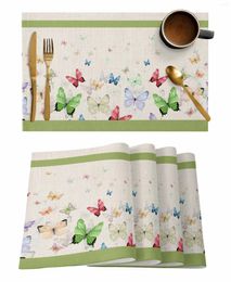 Table Mats 4/6 Pcs Butterfly Watercolor Animal Placemat Kitchen Home Decoration Dining Coffee Mat