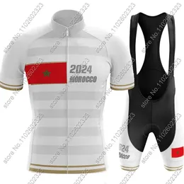 Racing Sets 2024 Morocco Cycling Jersey National Team Set Summer Clothing Road Bike Shirts Suit Bicycle Bib Shorts MTB Maillot